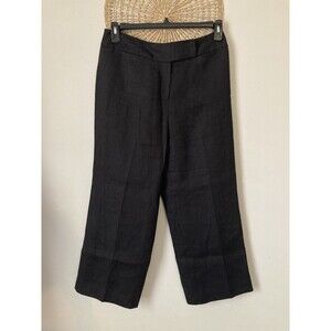 Vintage Talbots Irish Linen High Rise Black Straight Leg Ankle Dress Pants 10